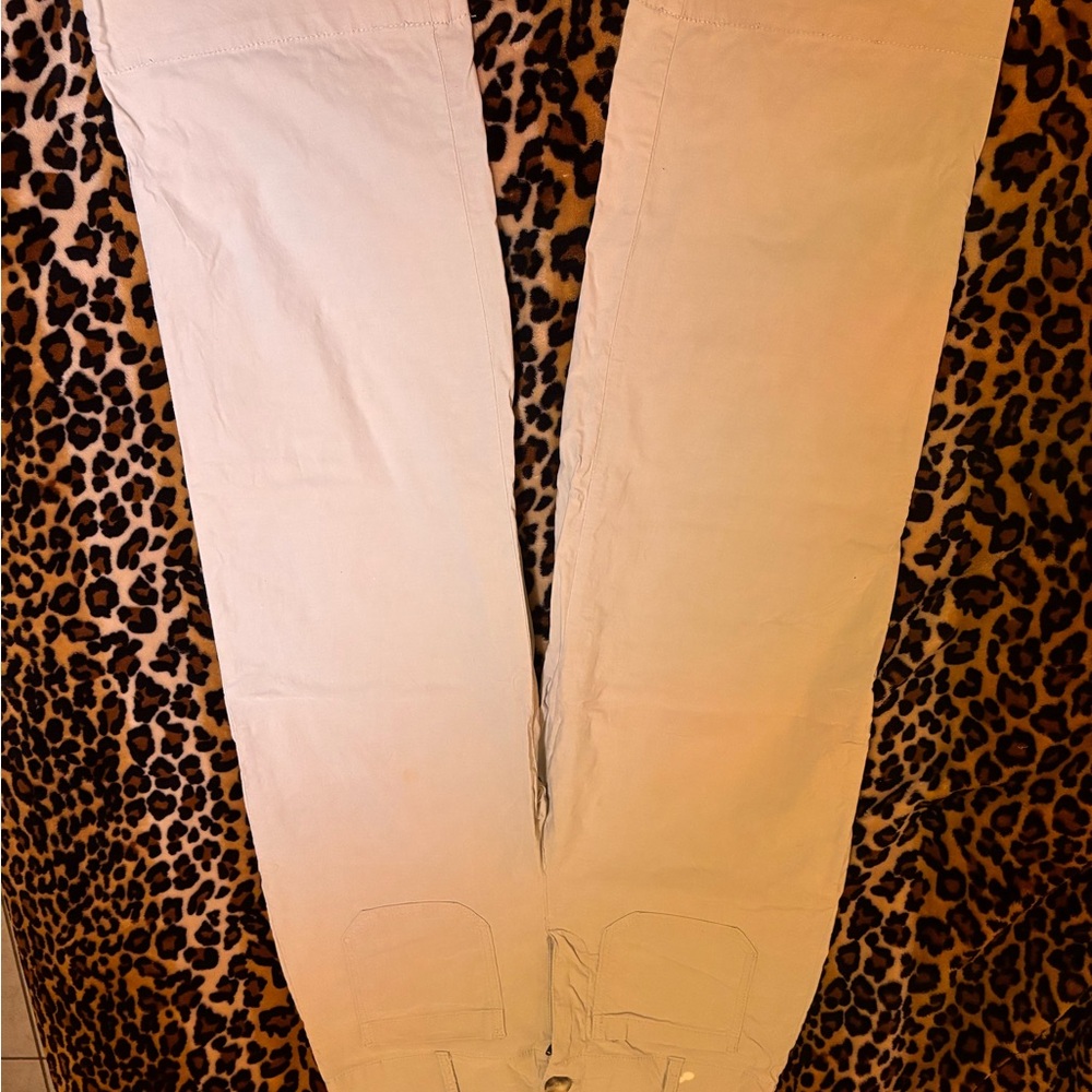 Flared khaki capri pants